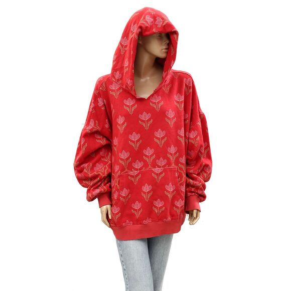 Free People Tops - Free People We The Free Floral Printed Hoodie Top Oversize Long Sleeve XL 286499